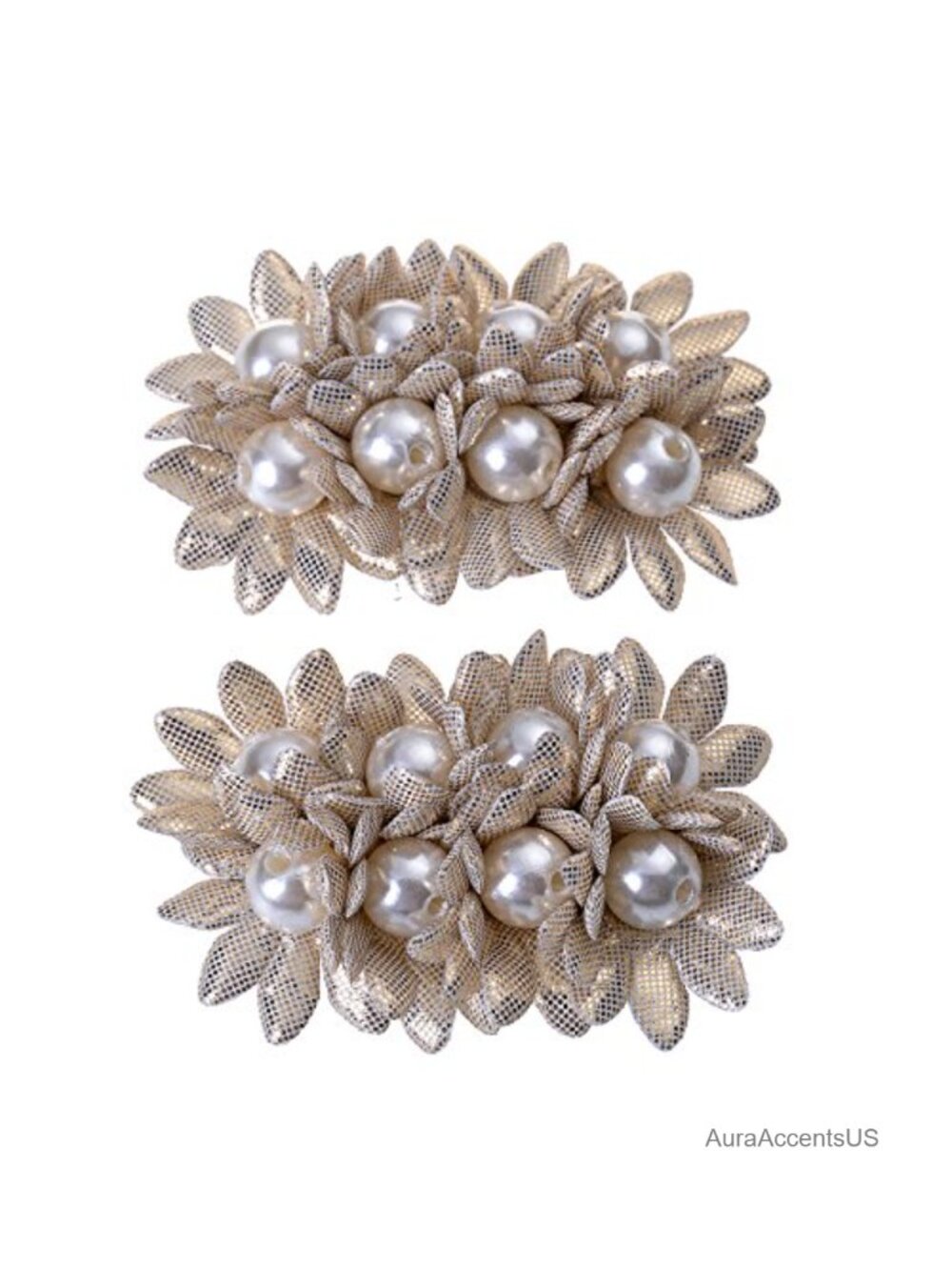 Pearl Flower Shoe Clips Rhinestone Crystal Shoe Decoration Charms 2 Pcs